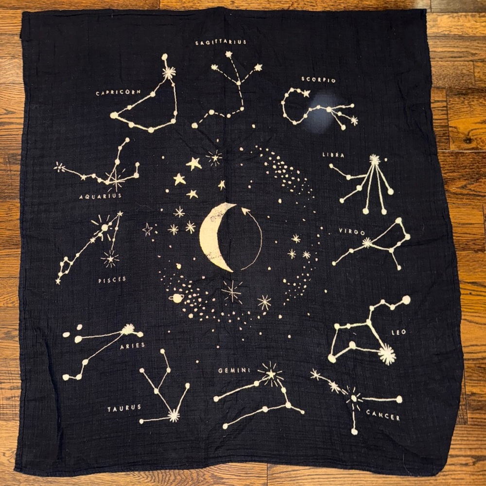 Constellation Moon Muslin Swaddle Blanket for Kids - Black